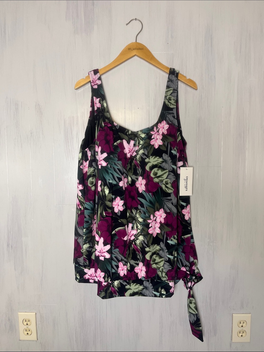 NWT Swimsuits for All Purple and Green Floral Tankini Size 24